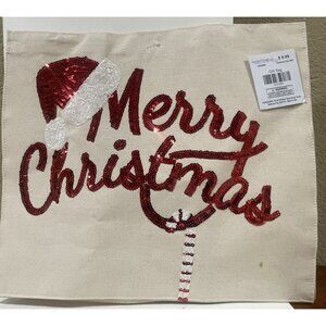 Christmas Bag/Merry Christmas Gift Bag Brother & Sister Canvas Burlap  15x14x4"